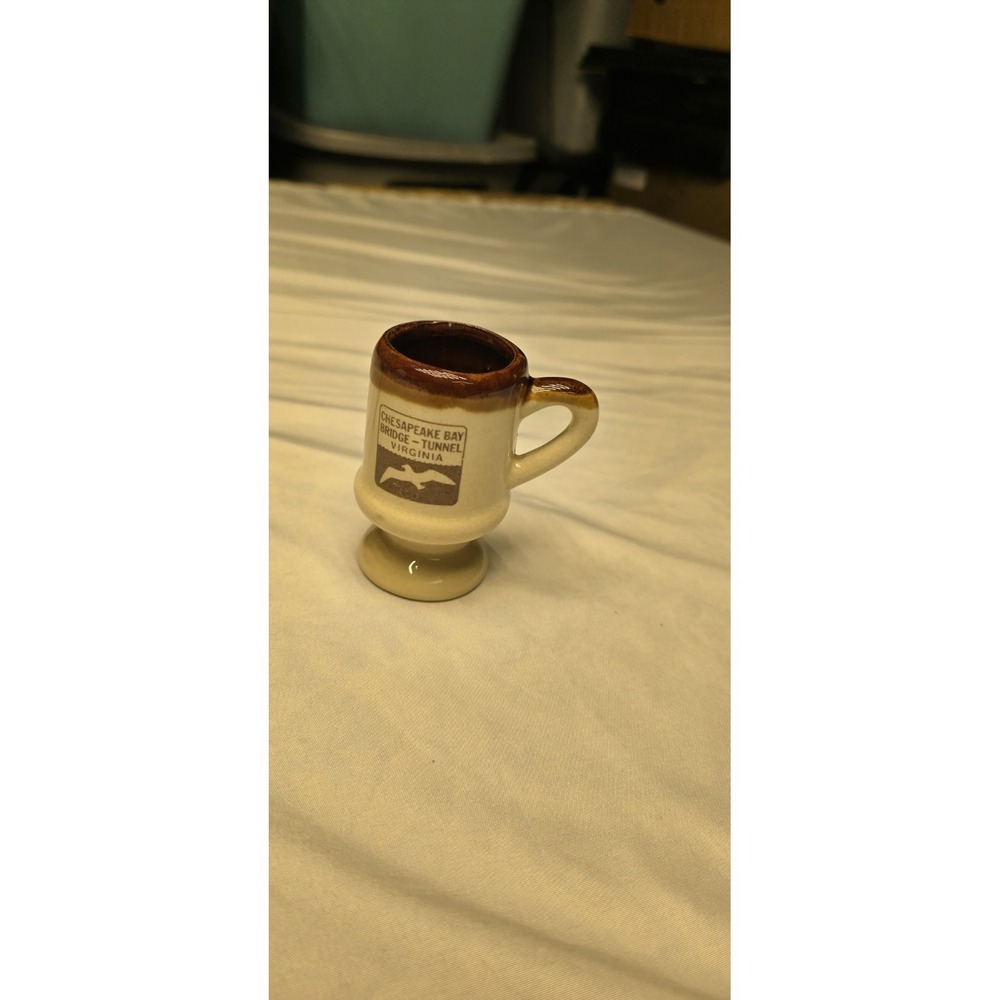 vintage Chesapeake Bay Bridge-Tunnel souvenir mug, ceramic pedestal style